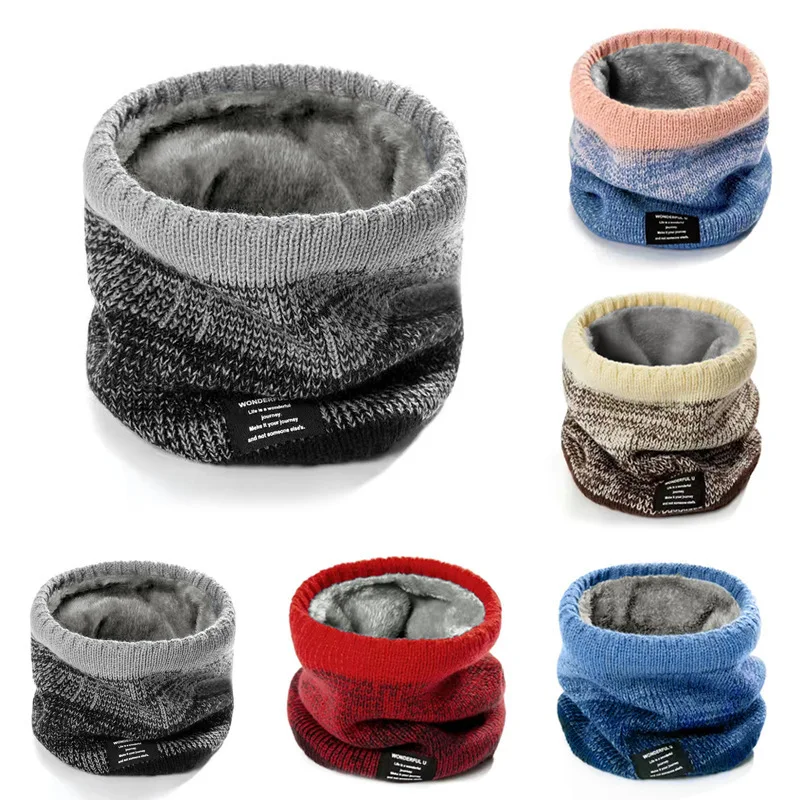 Herbst- und Winter-Strickschal für den Außenbereich, wind- und kältebeständig, Halsbedeckung mit Farbverlauf, verdickter und warmer Nackenschutz Image