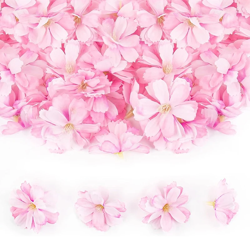 10/20/50 Stück 5 cm rosa künstliche Seide Kirschblütenkopf für Braut Haarspangen Stirnbänder Kleid DIY Zubehör Hochzeit Party Dekor Image