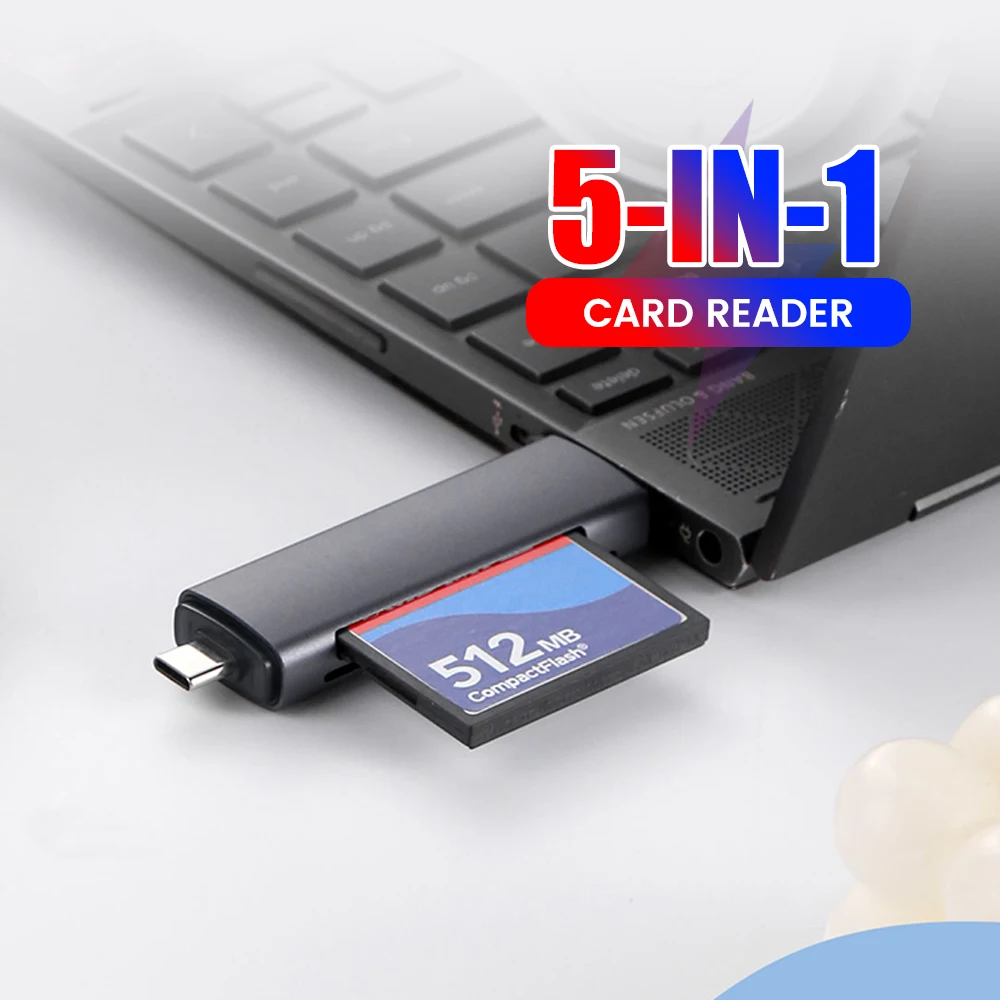 Lecteur de carte USB 2.0 multifonctionnel 5 en 1, lecteur de carte mémoire CF SD TF, lecteur Flash USB, pour PC, ordinateurs portables, accessoires