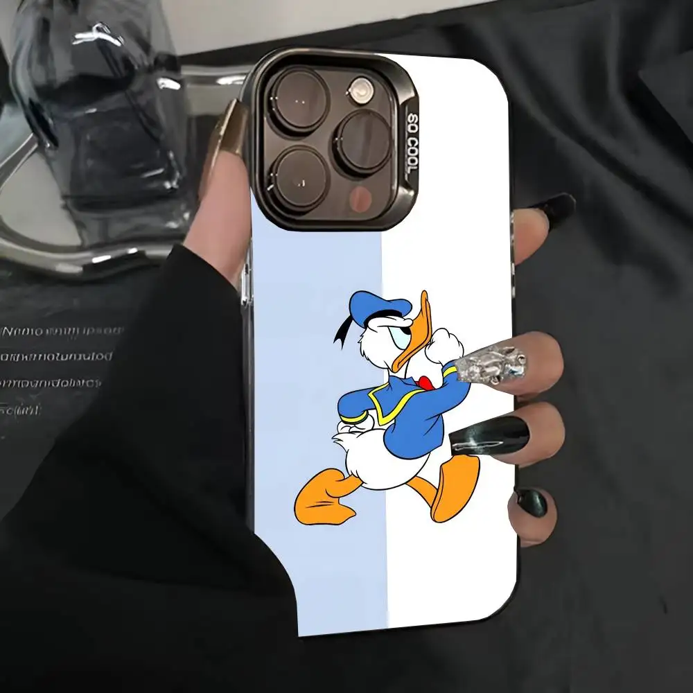Cartoon D-Donald D-Duck Handyhülle IMD Handyhülle für iPhone 16 15 14 13 12 11 Pro Max Plus Farbe Silber Cover