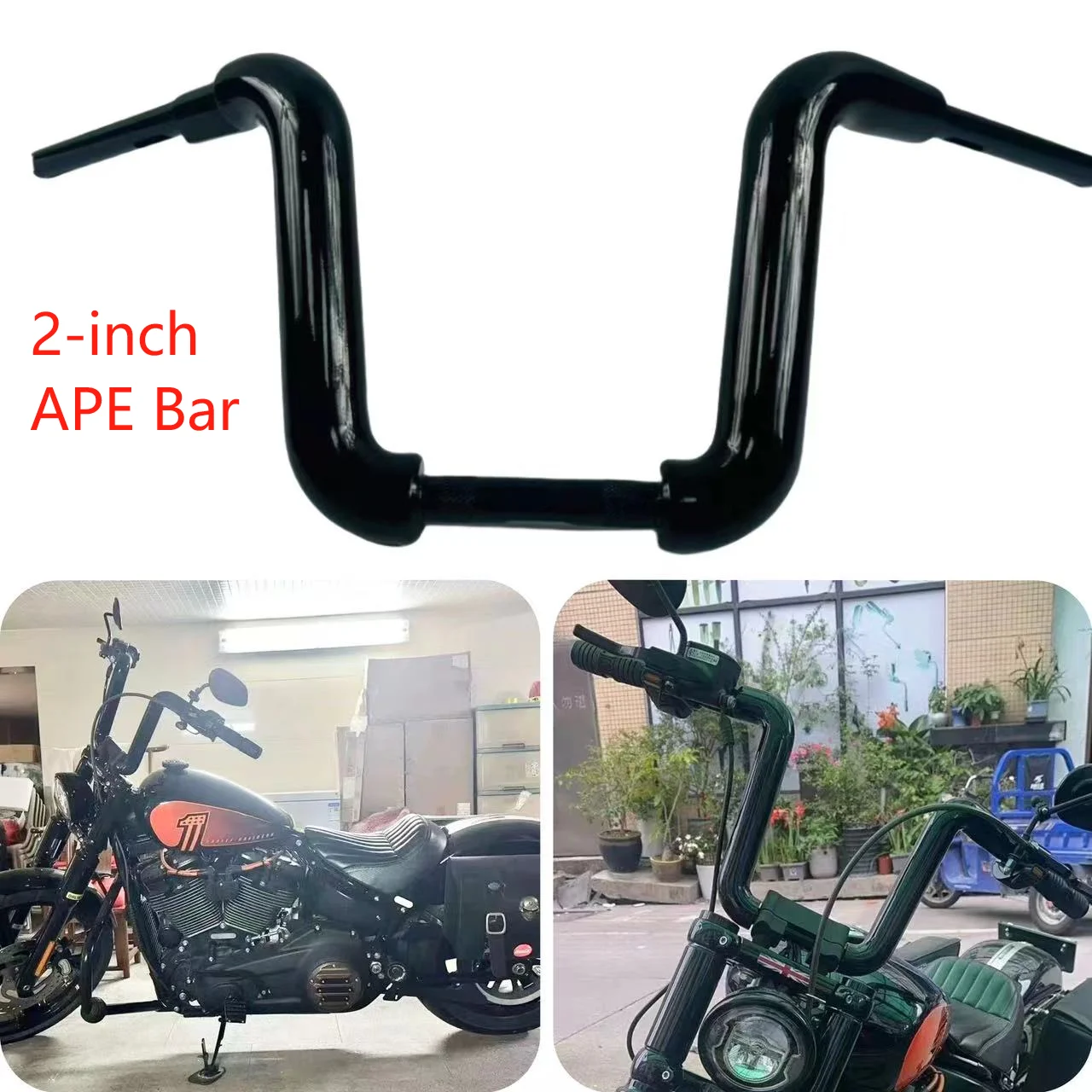 2'' APE Aufhänger Lenker 10 "-16" Riser Für Harley Fat Boy Breakout Street Bob Low Rider Road King 883 Motorrad Zubehör Bar Image