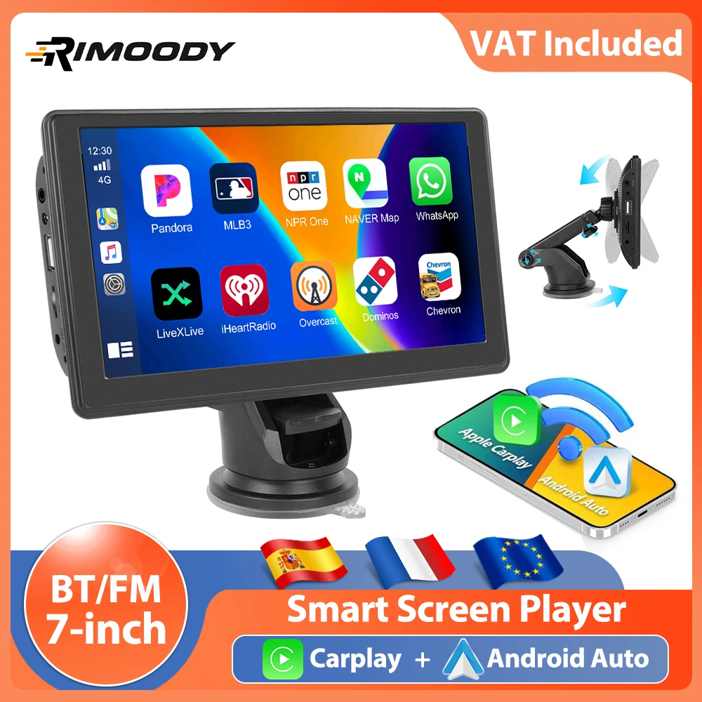 Rimoody 7'' Carplay Auto Monitor Dashboard Android Auto Dash Cam Auto DVR AUX EQ Sound Spiegel Link Bluetooth Tragbare smart Player