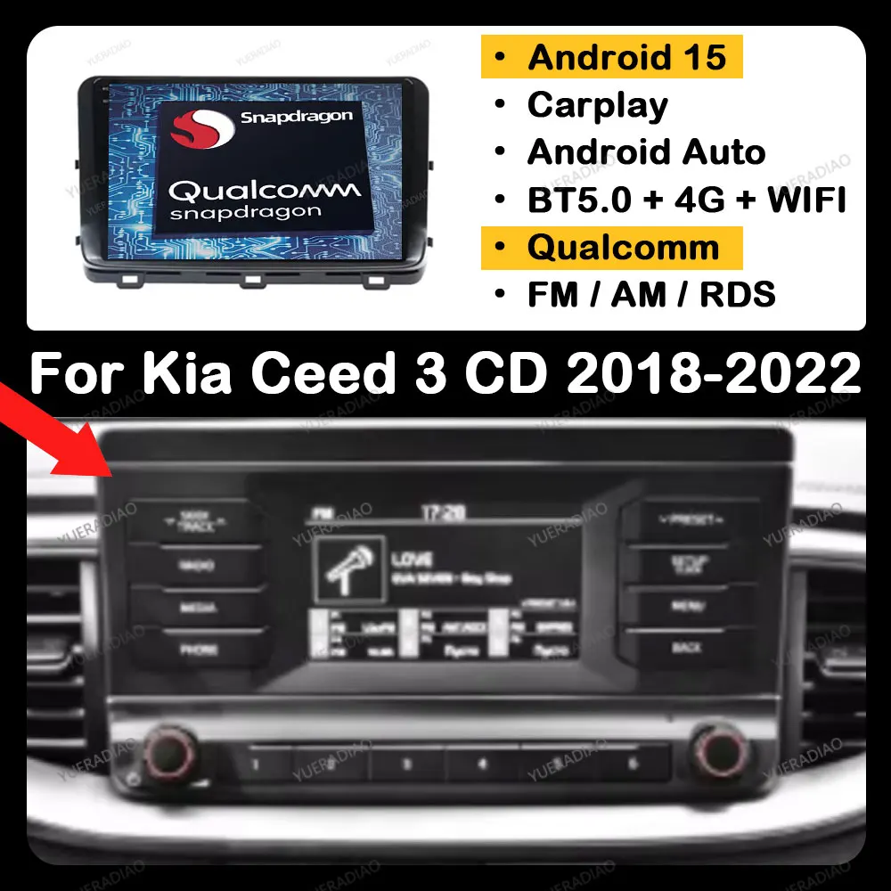 Android 15 Auto Radio Für Kia Ceed 3 CD 2018 2019 - 2022 Carplay Auto Multimedia Stereo Video Player Kopf einheit WIFI + 4G DSP QLED Image
