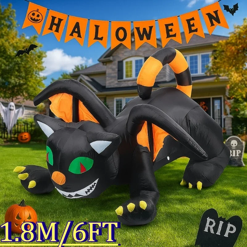 6FT Schlauchboote Modell Halloween Drache mit Flügeln Eingebaute LEDs Prop Indoor Party Outdoor Dekorationen Rasen Garten Hof Ornament Image