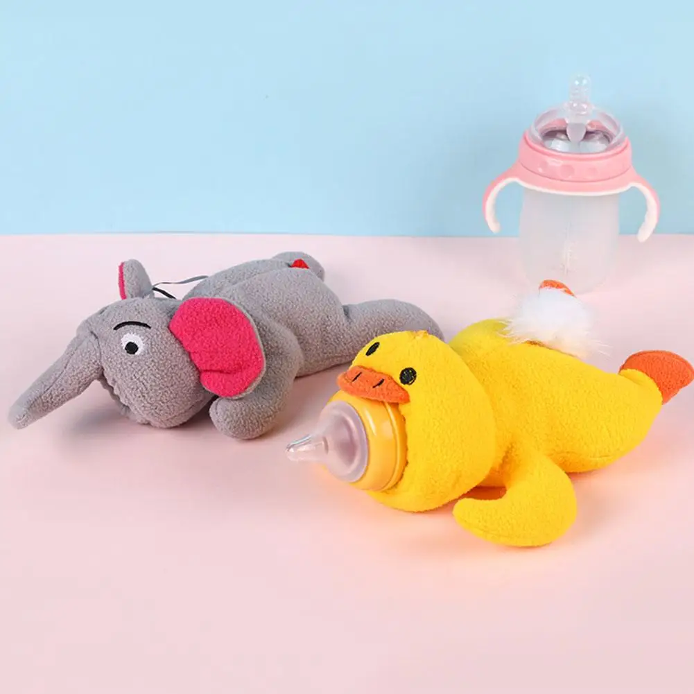Feeding Bottles Bag Duck Milk Bottle Pouch Cover Toys Kawaii Plush Rabbit Baby Feeding Bottle Keep Warming Bag Baby Feeding Tool