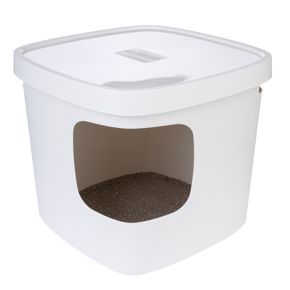 White Devon Hooded Toilet TIAKI Cat Litter Trays