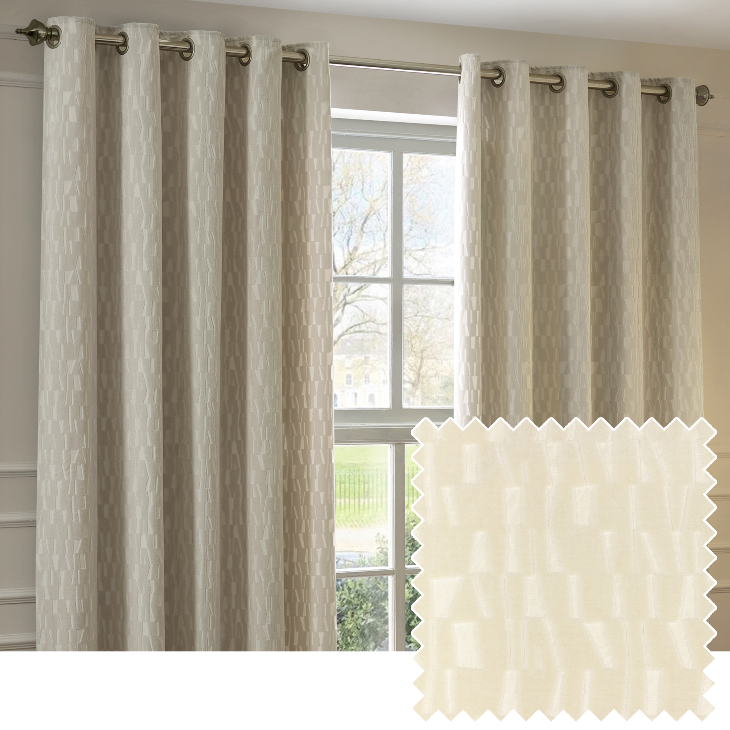 Paoletti Manhattan Velvet Room Darkening Eyelet Curtain Pair, Ivory - Cream - Size 168 cm x 229 cm | Paoletti Sale | Discount Designer Brands