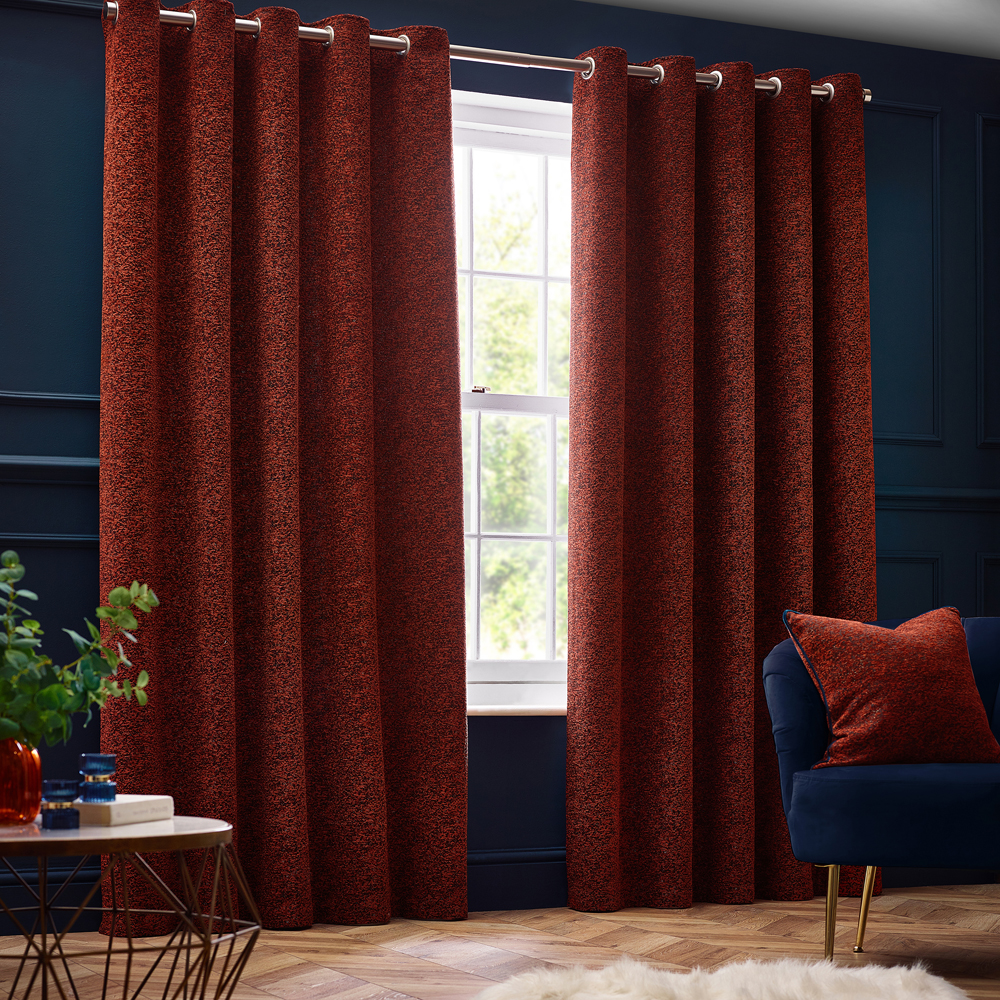Paoletti Paolleti Galaxy Room Darkening Eyelet Curtains - Red - Size 117 cm x 137 cm | Paoletti Sale | Discount Designer Brands