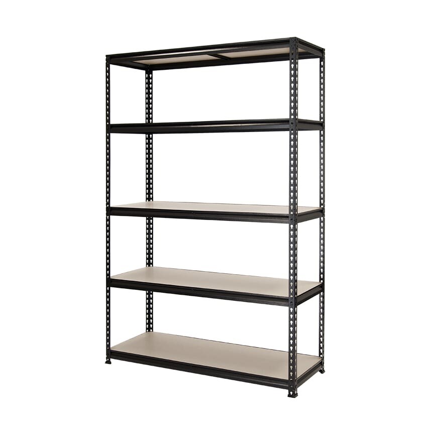 RATTATAN Verstellbares Regal mit 5 Ebenen, verstellbare Böden, Holzpaneele und Eisenrahmen, Tragkraft bis 180 kg, für Innen- und Außenbereich – 91Bx41Tx183H cm Image