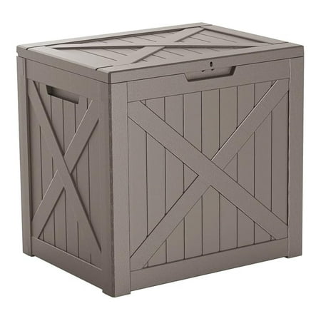 WDZS 32 Gallon Outdoor Storage Lockable Waterproof Patio Furniture Garden Tools Cushions Pool Accessories Outside Storage Resin Box(Grey)