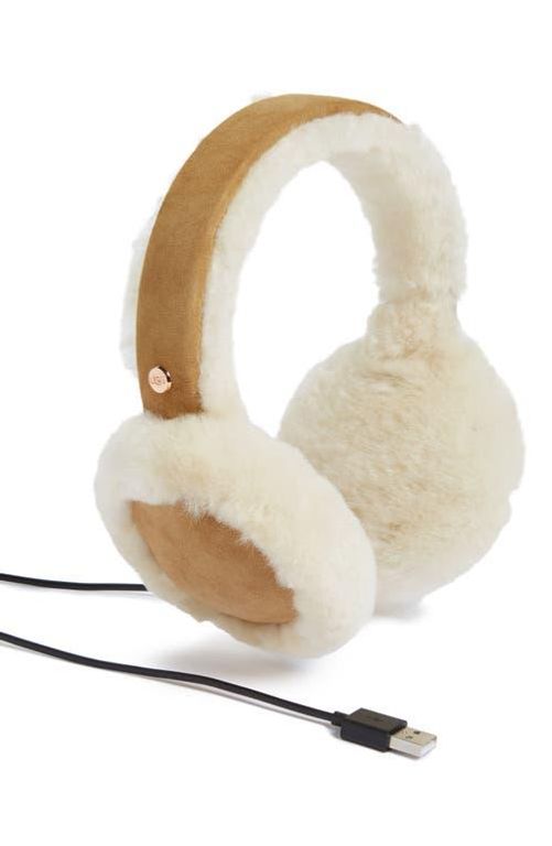 Genuine Shearling Bluetooth Earmuffs - White - Ugg Hats