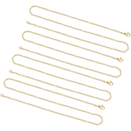 10pcs 45cm Unisex Golden Cable Chains Necklaces 304 Stainless Steel Chains Cable Chain Necklace with Lobster Claw Clasps Metal Chains for DIY Jewelry Necklace Making Gold