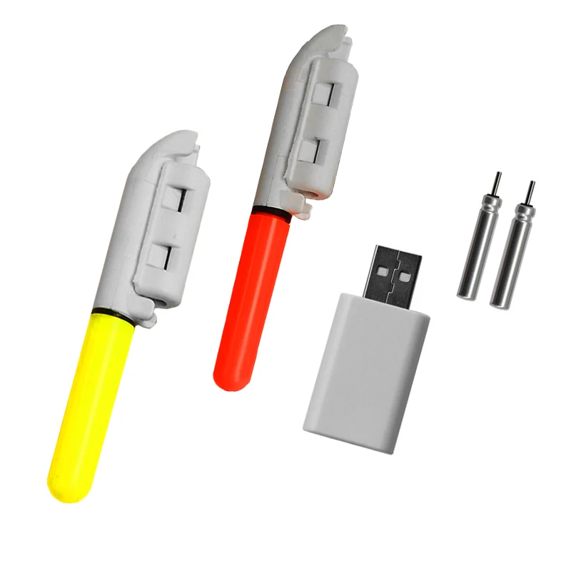 2 teile/los elektronischer Leucht stab mit 2 wiederauf lad baren Batterie clip auf Teleskops tange wasserdicht glühende Lampe Nacht angeln Image