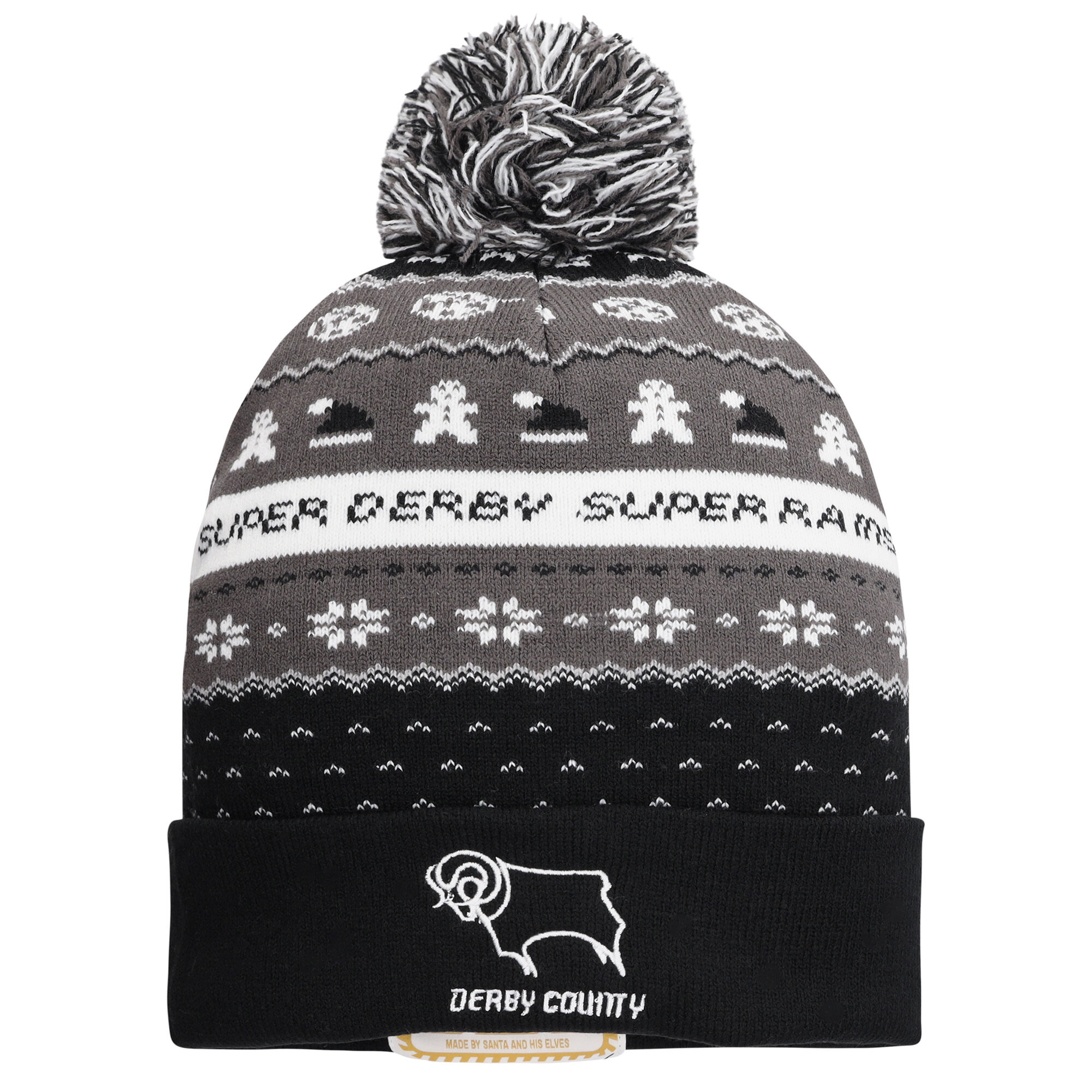 Derby County Weihnachts-Bommelmütze – Schwarz – Kinder Image