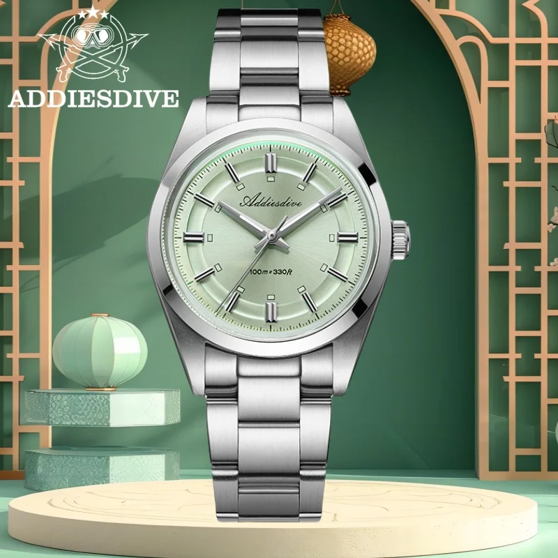 ADDIESDIVE 36 mm Herrenuhr AD2515 100 m wasserdicht VH31 BGW9 Super leuchtende 316L Edelstahl-Quarzuhr mit Blasenspiegelglas Image