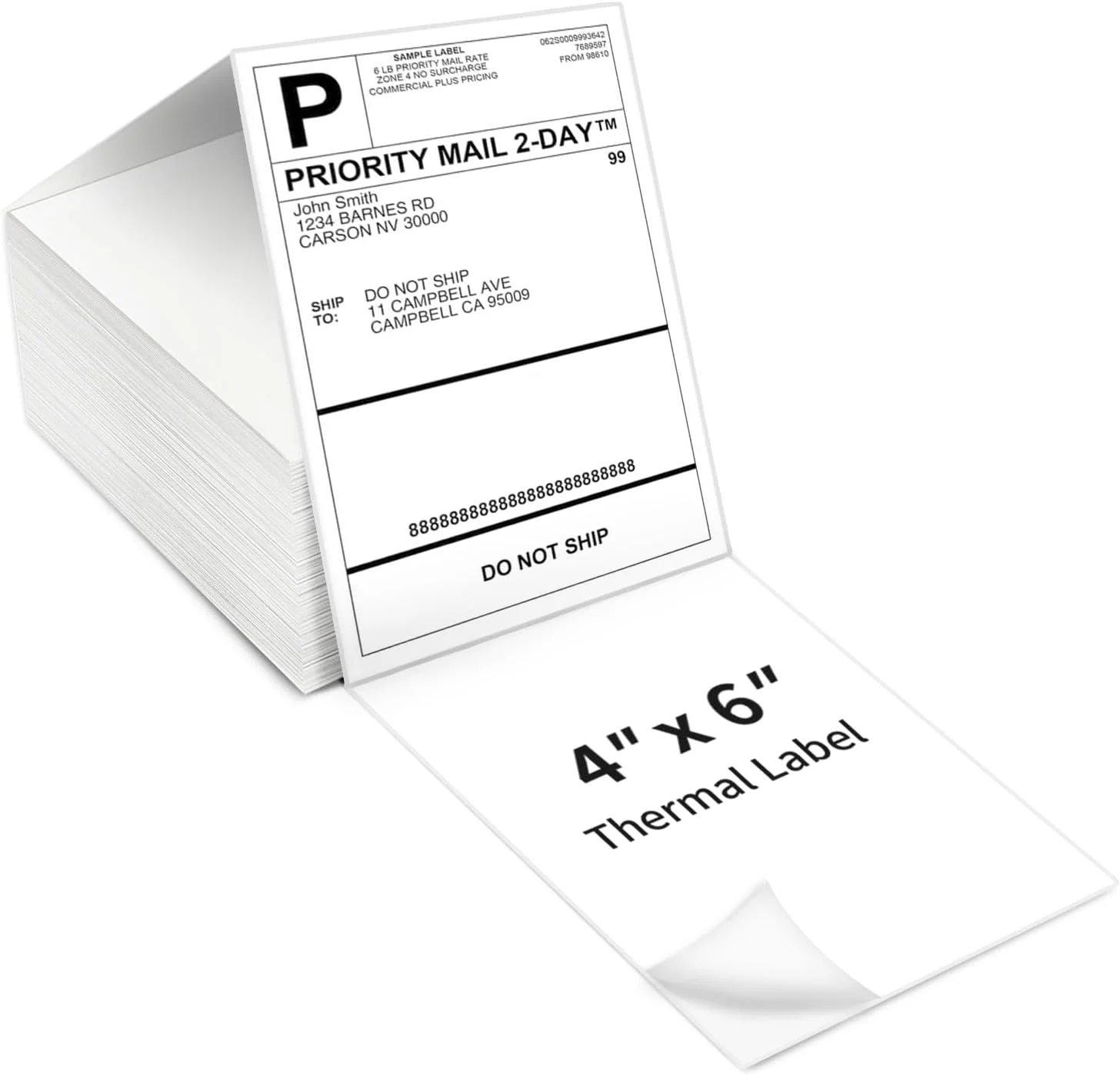 4"×6" Fanfold-Versandpaket-Etiketten, perforierte weiße Versandetiketten, kommerzielle Qualität, permanenter Kleber Image