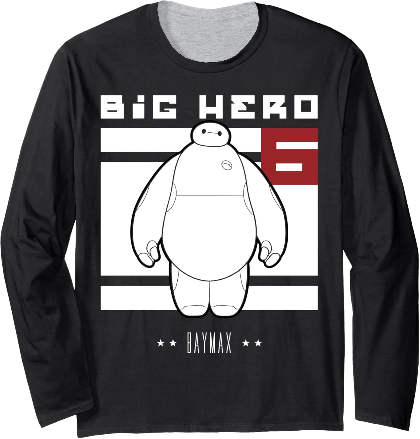Disney Big Hero 6-Roboter Baymax, ganz weiße Flagge, Langarm-T-Shirts für Erwachsene und Kinder, schnell trocknend, lässig, bequem, stilvoll, weich, dehnbar Image