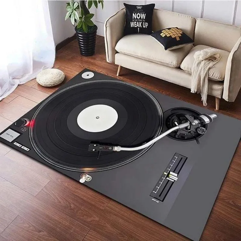 Realistische Plattenspieler Vinyl Schallplatte Design Vintage Musik Ausrüstung Home Decor Wohnzimmer Studio Teppich Matte Teppich Home Dekoration Image