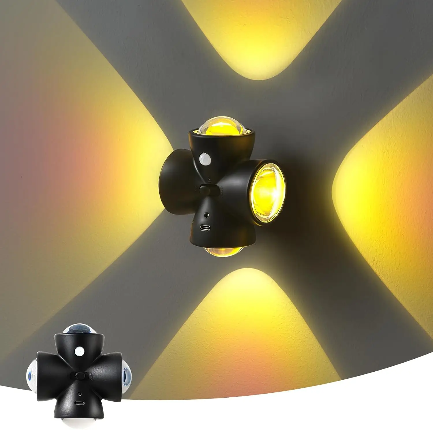 Sensor-LED-Nachtlicht mit Bewegungsmelder, Wandlampe, wiederaufladbar über USB, Schlafzimmer, Flur, Badezimmer, Weihnachtsdekorationslicht