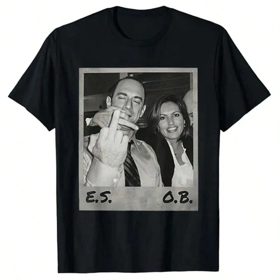 Elliot Stabler And Olivia Benson T-Shirt Humor Funny Rock Music Lover Graphic Tee Short Sleeve Blouses Y2k Top Cool Novelty Gift