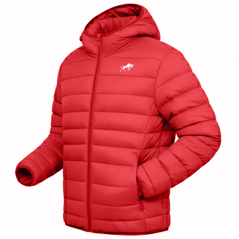 Men's Graphic Bull Winter Coat Down Jacket Puffer Jacket Thermal Warm Rain Waterproof Lightweight Casual Outdoor Daily Padded Quilted Hooded Jacket Fall Winter Long Sleeve Black Red Army Green