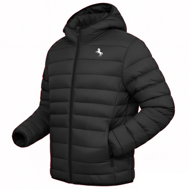 Men's Graphic Horse Winter Coat Down Jacket Puffer Jacket Thermal Warm Rain Waterproof Lightweight Casual Outdoor Daily Padded Quilted Hooded Jacket Fall Winter Long Sleeve Black Red Army Green