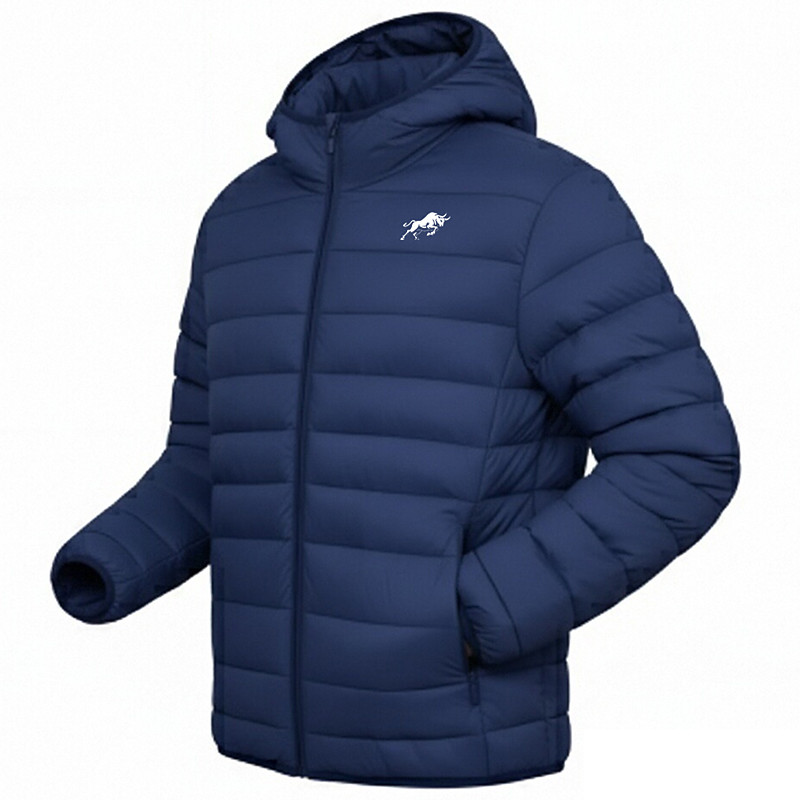 Men's Graphic Bull Winter Coat Down Jacket Puffer Jacket Thermal Warm Rain Waterproof Lightweight Casual Outdoor Daily Padded Quilted Hooded Jacket Fall Winter Long Sleeve Black Red Army Green