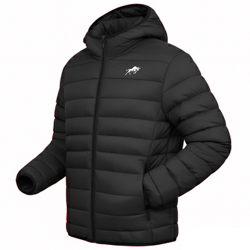 Men's Graphic Bull Winter Coat Down Jacket Puffer Jacket Thermal Warm Rain Waterproof Lightweight Casual Outdoor Daily Padded Quilted Hooded Jacket Fall Winter Long Sleeve Black Red Army Green