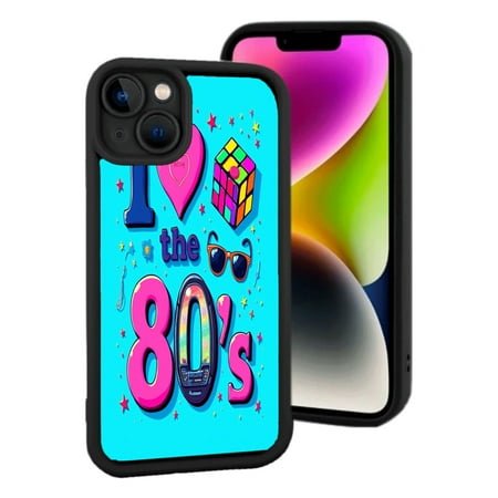 Lightweight iPhone 15 Case - Retro 80 s Style with Rainbow Gradient Text Fun Sunglasses Design