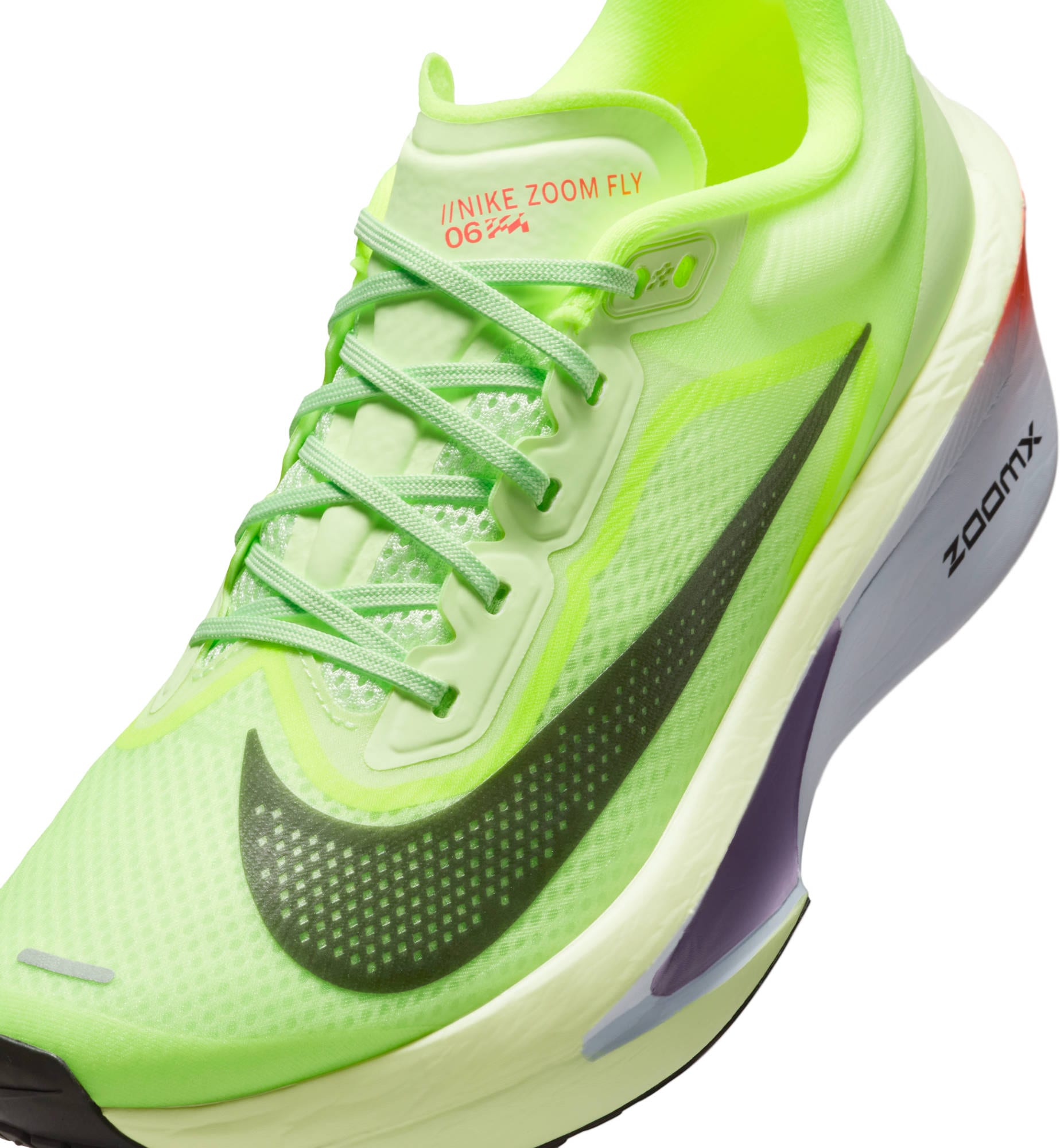 Laufschuh NIKE "W ZOOM FLY 6", Gr. 42,5, barely volt, off noir, volt, blau tint, Synthetik, Textil, Schuhe Laufschuh