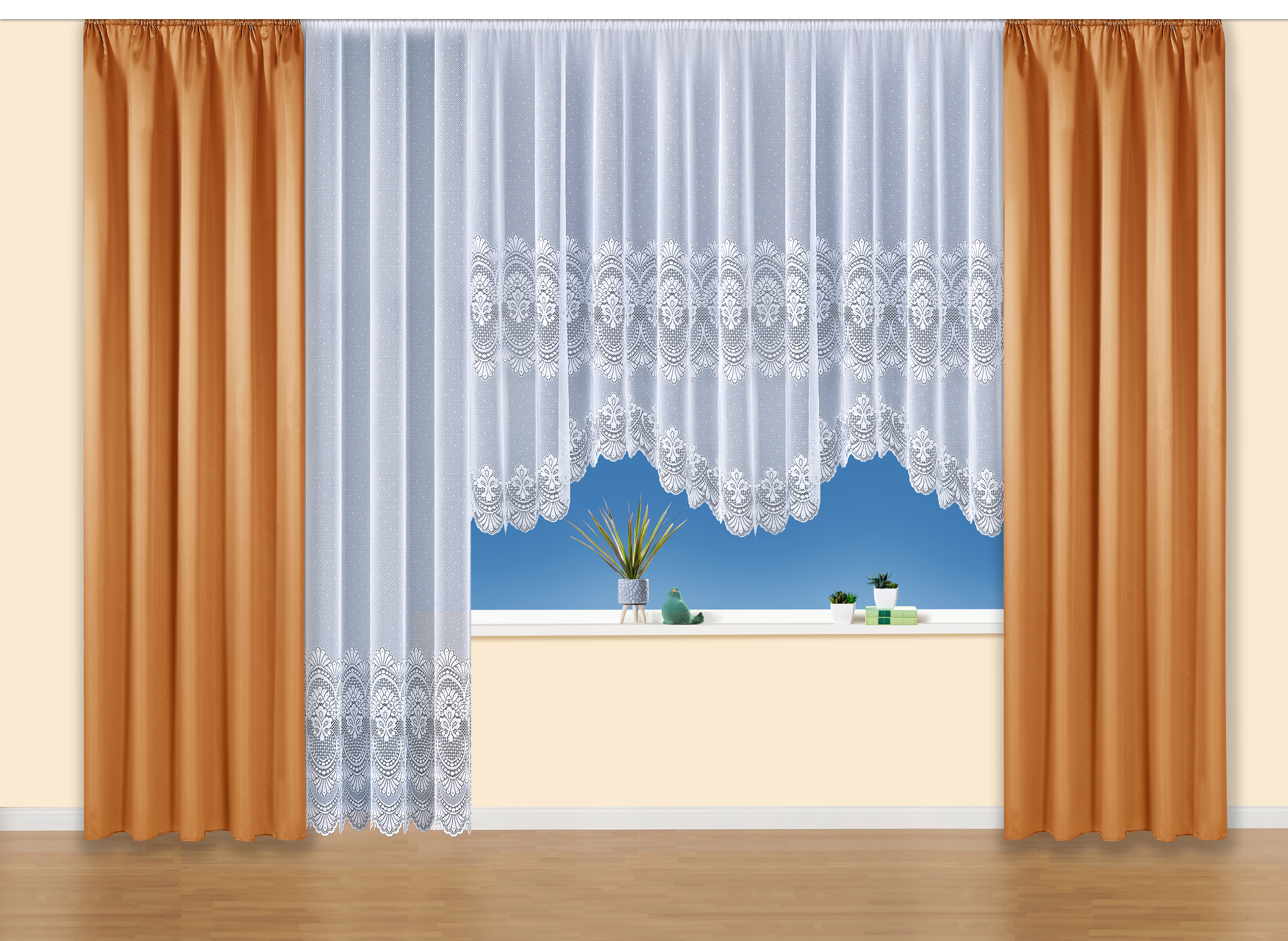 Vorhang WECKBRODT "Nicoletta", gelb, B:130cm H:160cm, Polyester, Gardinen, Gardine, Store, Übergardine, blickdicht Image