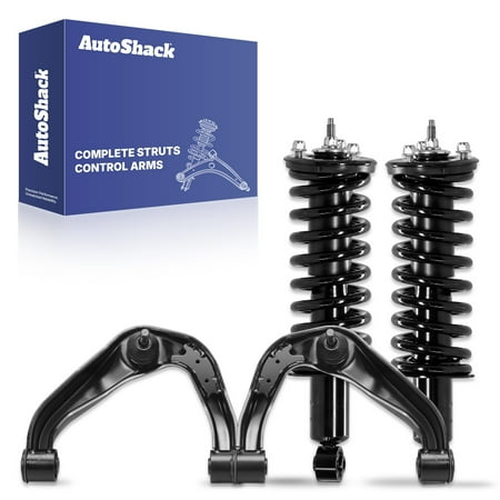 AutoShack Front Complete Strut & Coil Spring Front Upper Control Arms and Ball Joint with Brushings | Replacement for 2005-2019 Nissan Frontier 2009-2012 Suzuki Equator | 4-PC