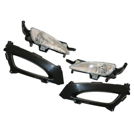 1 Pair Fog Lights Fit for Kia Optima LX/EX/SX 2011 2012 2013 Front Halogen Front Bumper Fog Lights Lamps Covers Set Driver s Left Side and Passenger s Right Side Black Housing