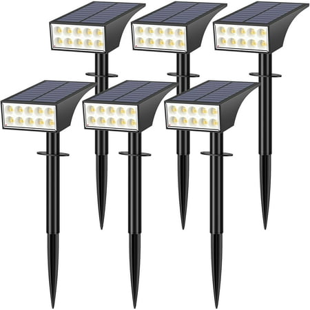 Solar Spot Lights Outdoor Solar Lights Outdoor Waterproof IP65 4 Lighting Modes Solar Powered Spotlights Yard Garden Landscape Pathway Solar Security Lights for Outside (Warm White 6 Pack)