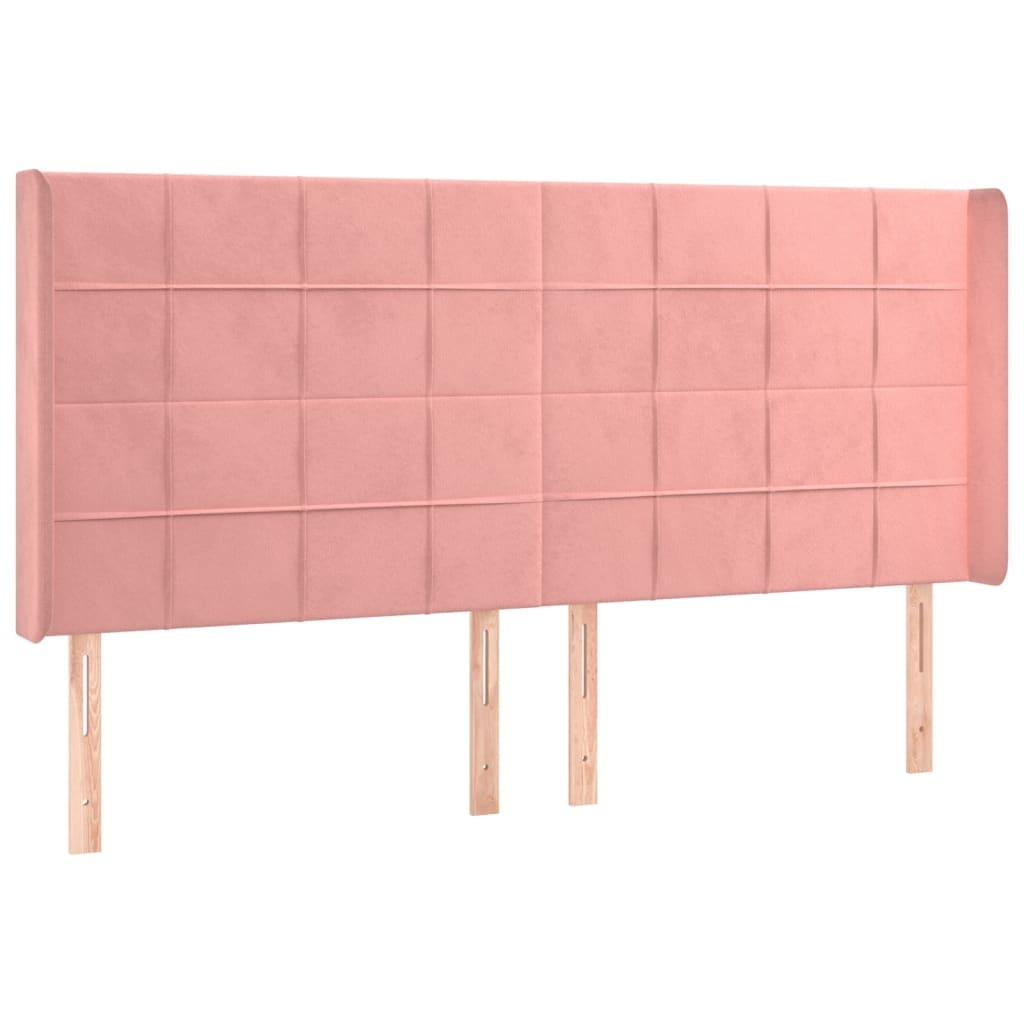 vidaXL Kopfteil mit Ohren Rosa 163x16x118/128 cm Samt Image