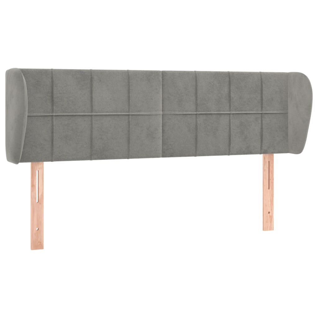 vidaXL Kopfteil mit Ohren Hellgrau 147x23x78/88 cm Samt Image