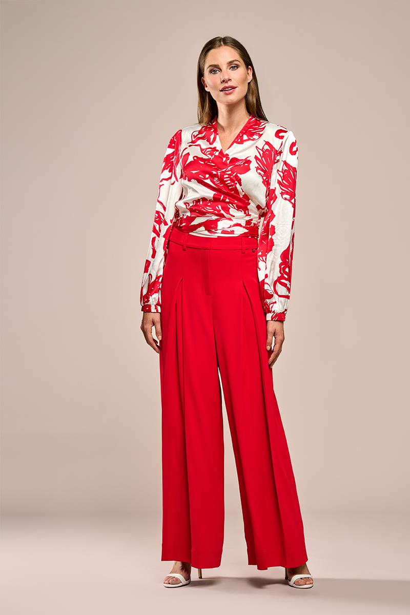 Carly Print Bluse Rot / Weiß EU 42 / UK 14