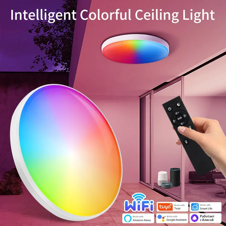 Tuya Smart WiFi Decke Licht Bluetooth Decke Lampe Zimmer Decor Led Licht RGB APP Voice Control Alexa Google Smart Lampe Für hause