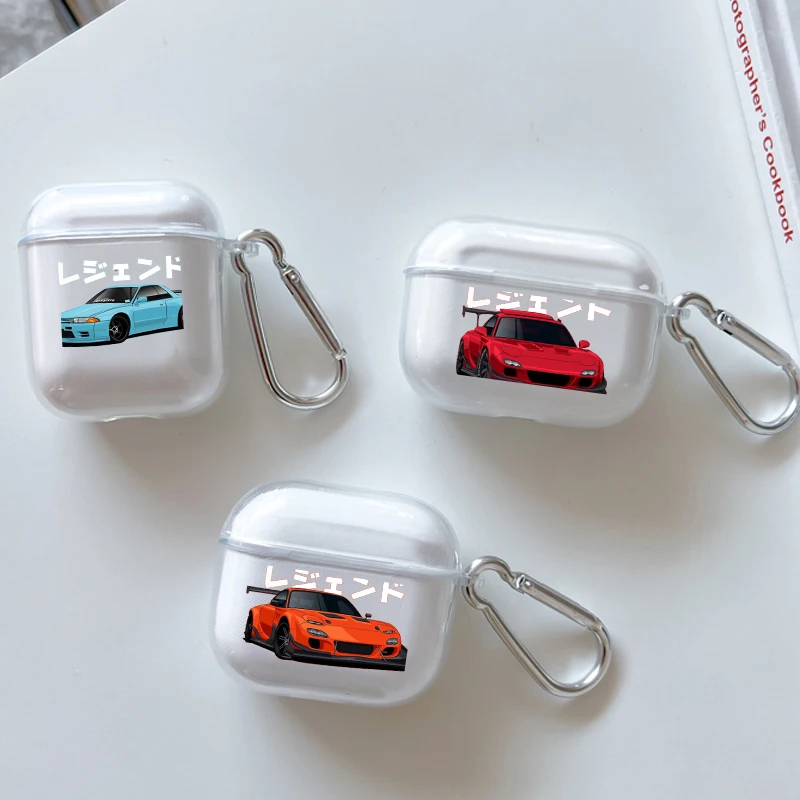 Weiche Hülle für Apple Airpods 2 1 Kopfhörerhüllen mit Haken JDM Tokyo Drift Sportwagen für Airpod Pro 3 Pro2 Klare Schutzhülle Image