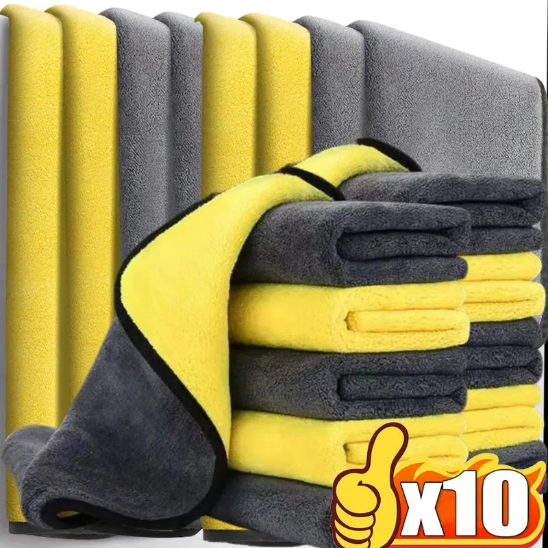 1-10 stücke Auto Waschen Mikrofaser Handtuch 30/40/60CM Auto Reinigung Trocknen Tuch Säumen auto Pflege Tuch Detaillierung Reinigung Auto Waschen Handtuch Image