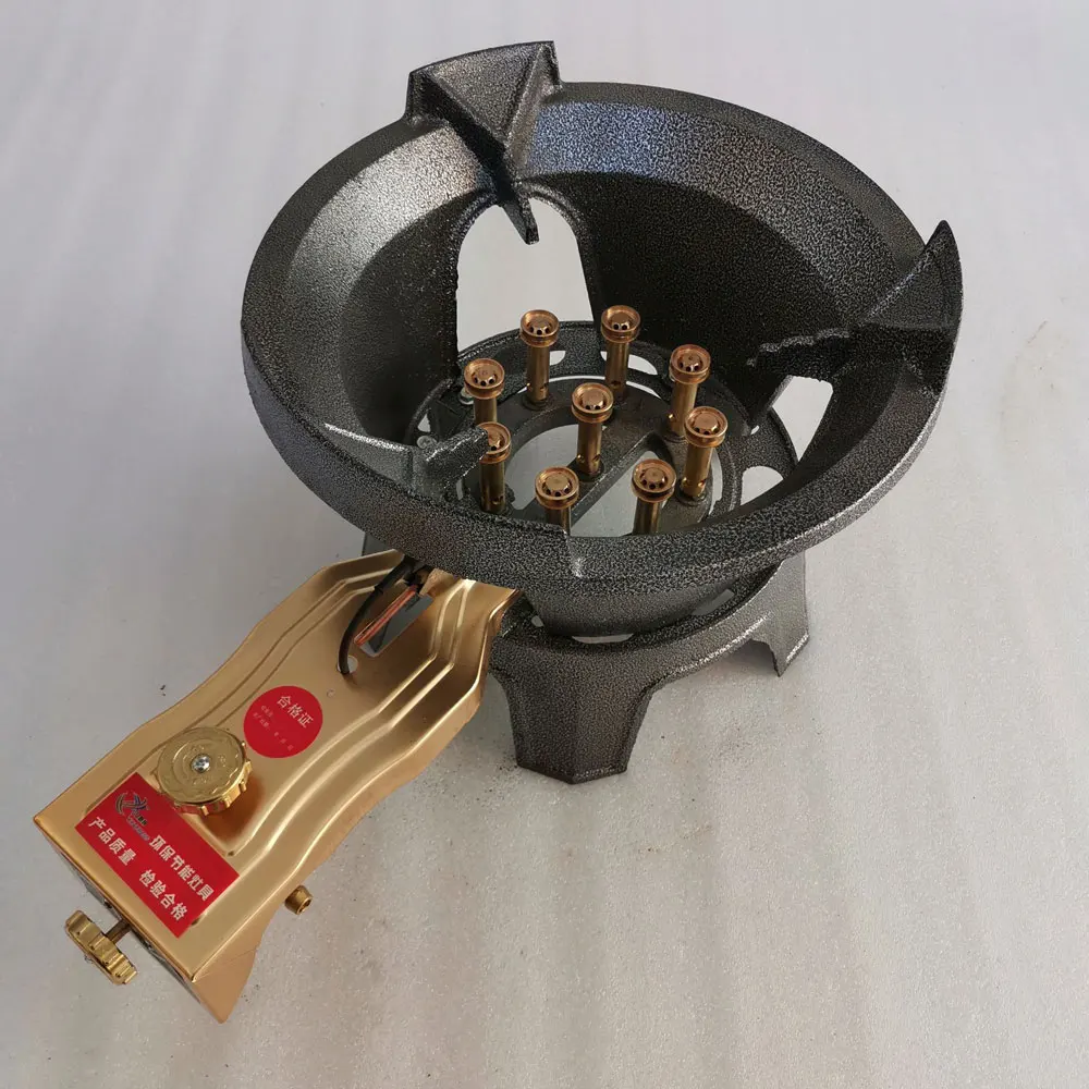 Kochfeldofen Kommerzieller 9-Kopf-Feuerofen aus Gusseisen, feuerhafter Herd, Desktop-Gasherd für heftiges Feuer, brühender Gasherd Image