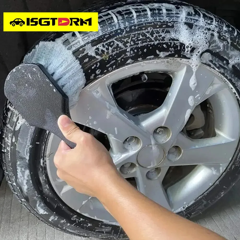 1 stücke Auto reifen reinigung pinsel kurzen griff pinsel radnabe pinsel reifen lücke reinigung auto reinigung und pflege werkzeuge auto reifen pinsel Image