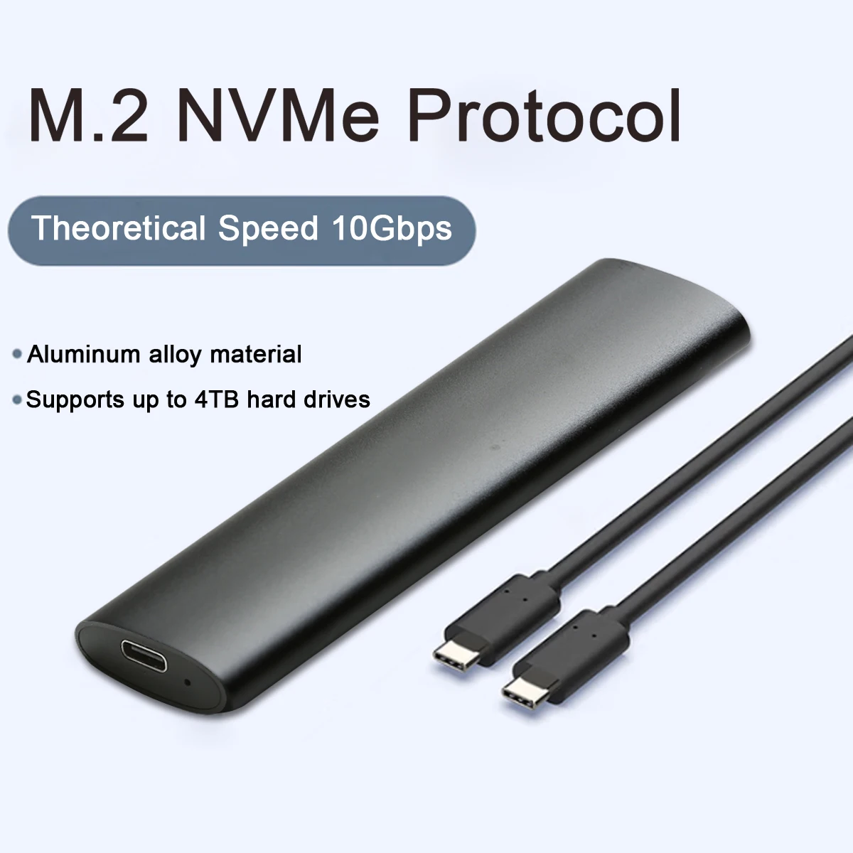 M.2 NVMe SSD-Gehäuse-Adapter, Aluminiumgehäuse, USB C 3.1 Gen2, 10 Gbit/s auf NVMe PCIe Externe Box für 2230/2242/2260/2280 M2 NVMe SSD Image