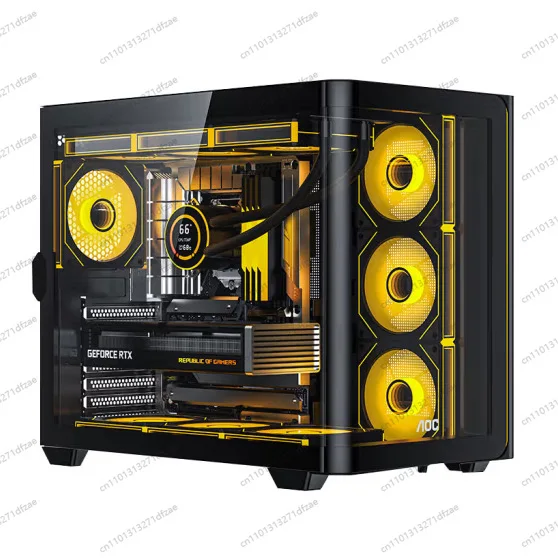 CG455 Desktop-Computer-Chassis mit Meerblick, integrierte gebogene Glasseite, 360-Grad-Wassergekühlter ATX Image