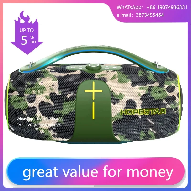 Hopestar A85 hochwertiger tragbarer Subwoofer-Lautsprecher, vollständig aufgerüstet. IP6 wasserdicht, Bewertung 4 Spielmodi, 3 Musikdateien-Dekodierung Image