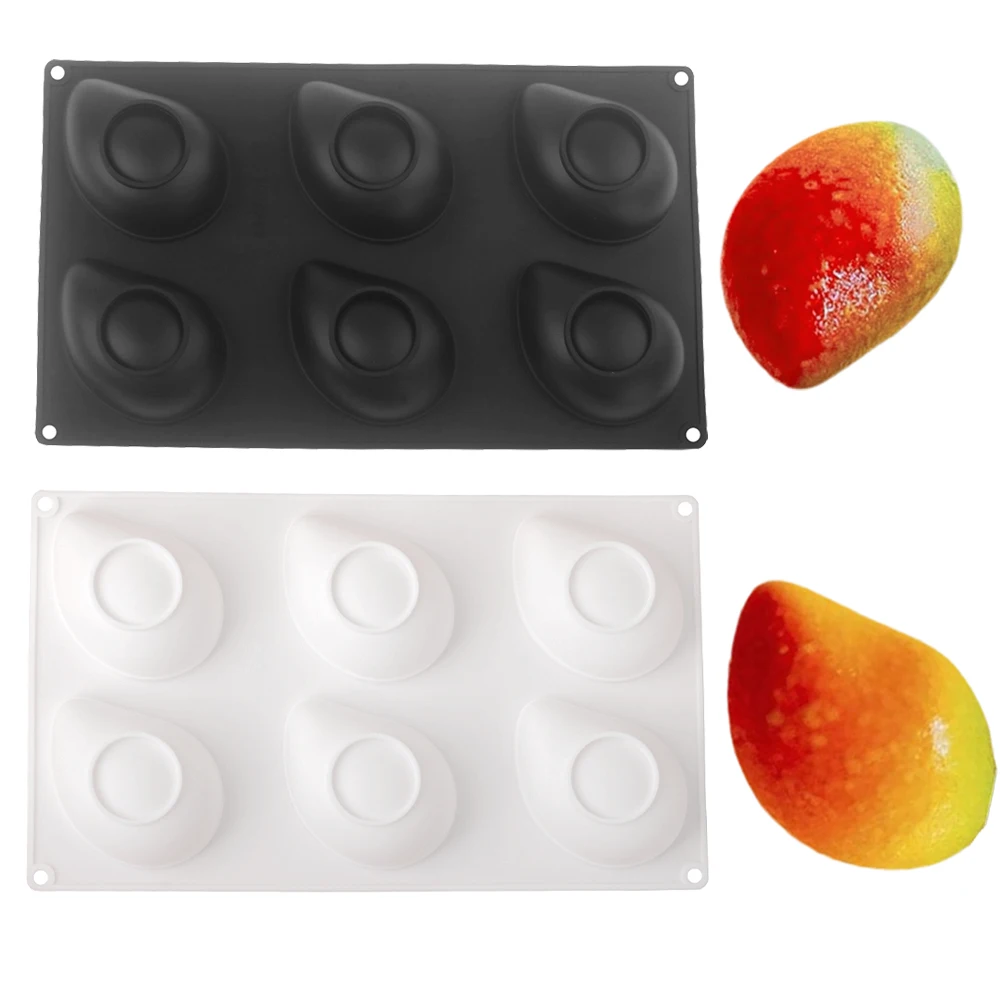 Silikonform für Mango-Mousse-Kuchen mit 6 Mulden, Fruchtform, Schokolade, Dessertform, französisches Gebäck, Backform Image