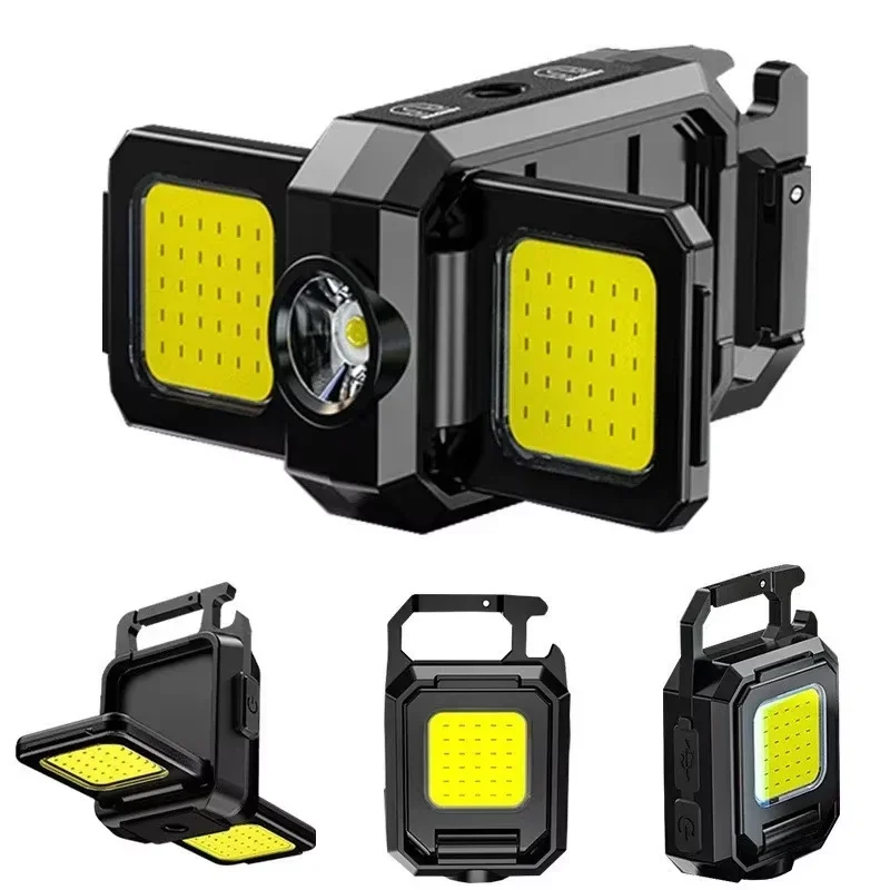 2025 LED-Taschenlampe, 1000 lm, wiederaufladbar über USB, COB-Arbeitslichter, IPX4, wasserdicht, Schlüsselanhänger-Licht, Laterne für Outdoor-Camping, Wandern Image