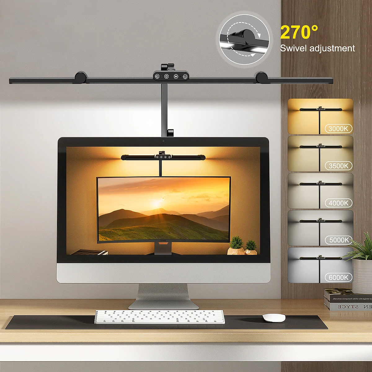 LED-Schreibtischlampe mit Klemme, Architekten-Schreibtischlampen für das Heimbüro mit 4 Farbmodi, ultrahelle Computer-Schreibtischlampe Continuo Image