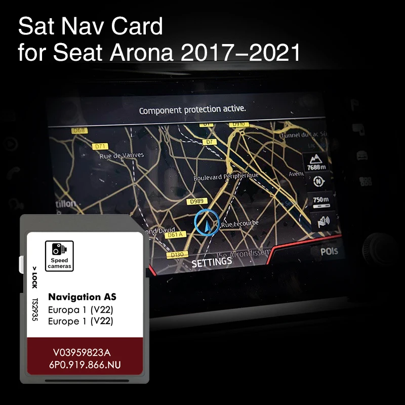 AS V22 Sat Nav GPS Card for Seat Arona Navi System from 2017 to 2020 Car Road Map Cover France Ireland Greece Sweden Spain