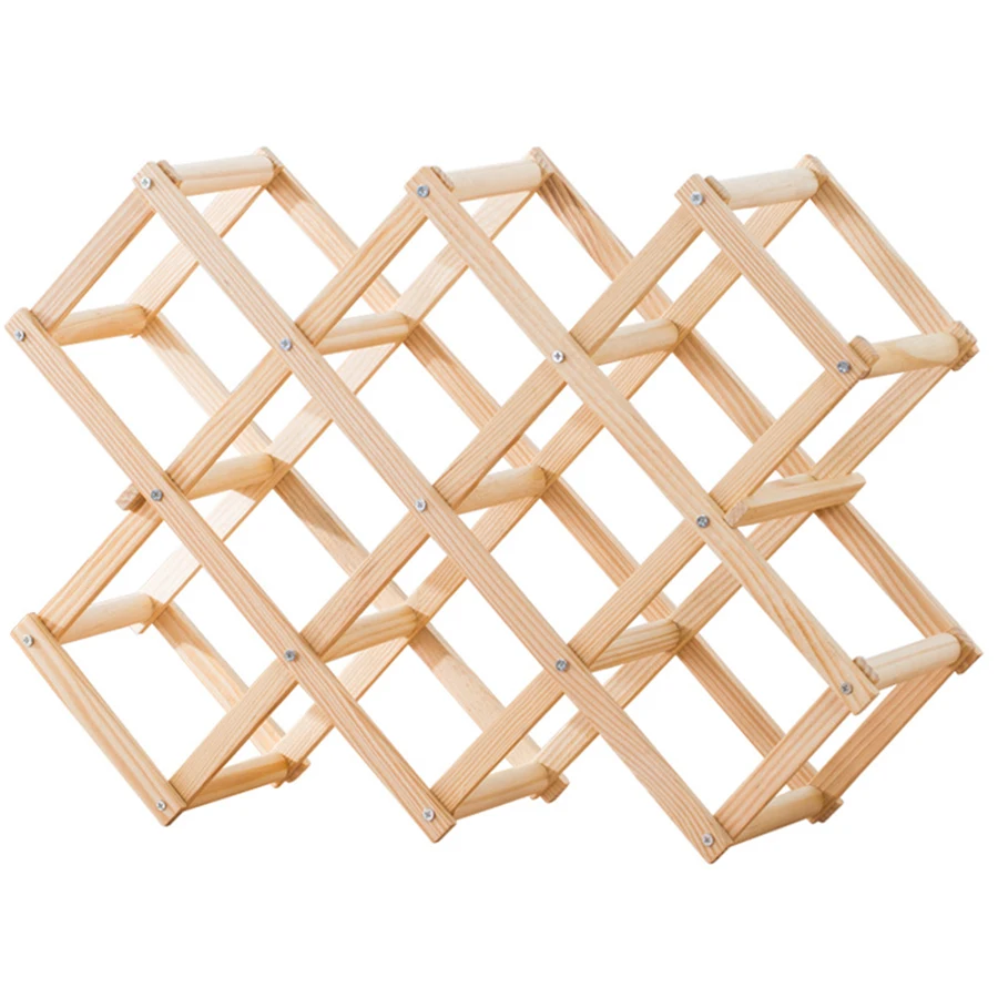 Wine Rack Wood Wine Storage Racks Countertop 10 Bottles Foldable Free Standing Wooden Wine Rack Storage Wine Rack for Kitchen
